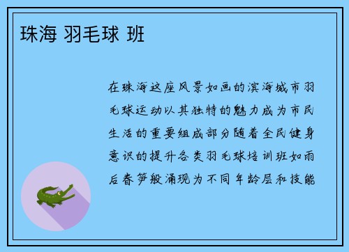 珠海 羽毛球 班
